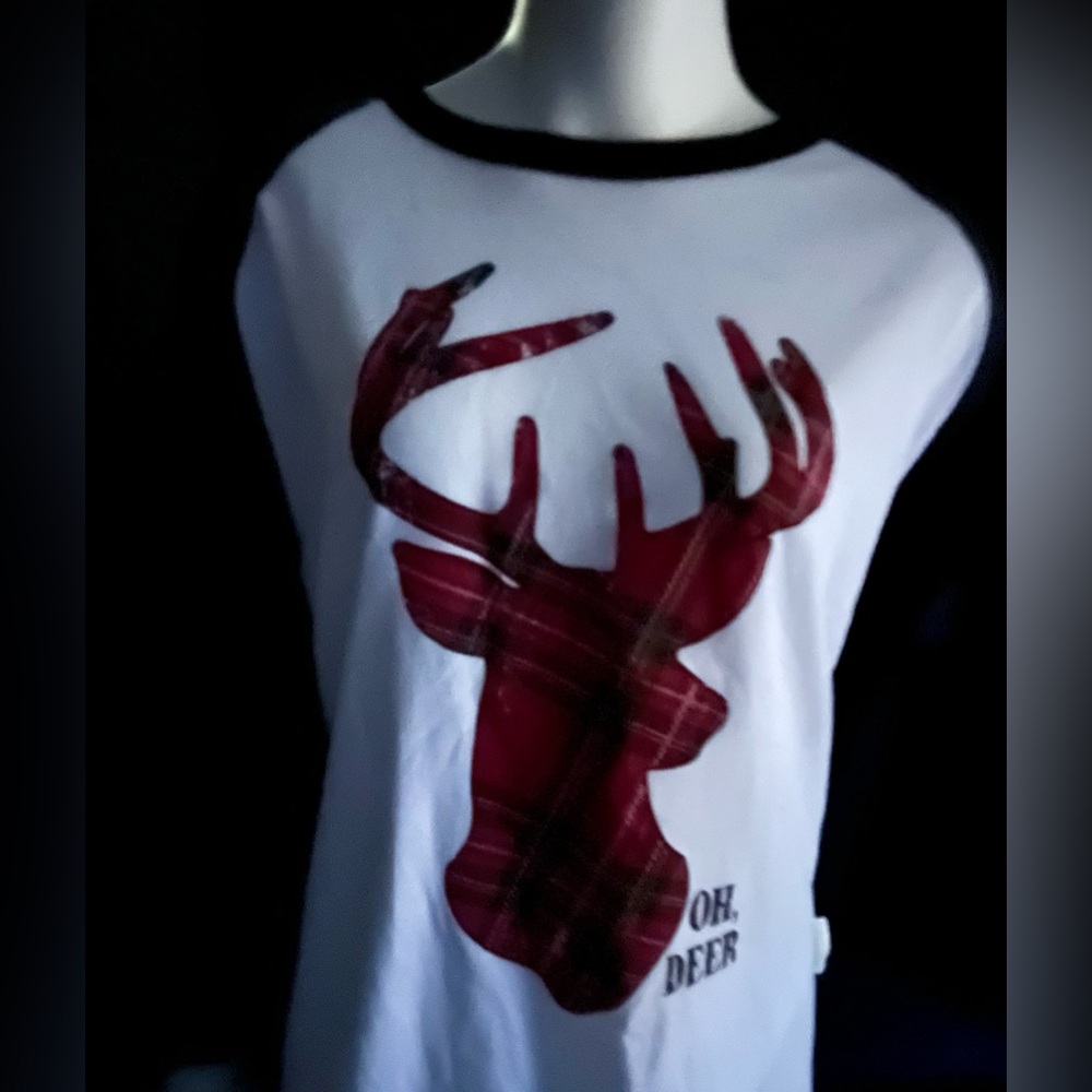 Plaid Deer Christmas Holiday Women's Shirt Size Large
